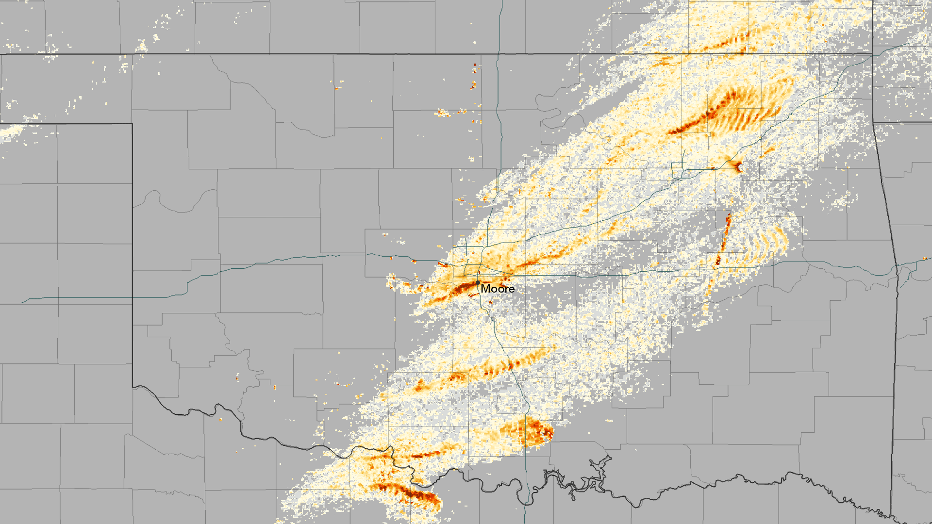 Tornado Tracks Streak Across Oklahoma 