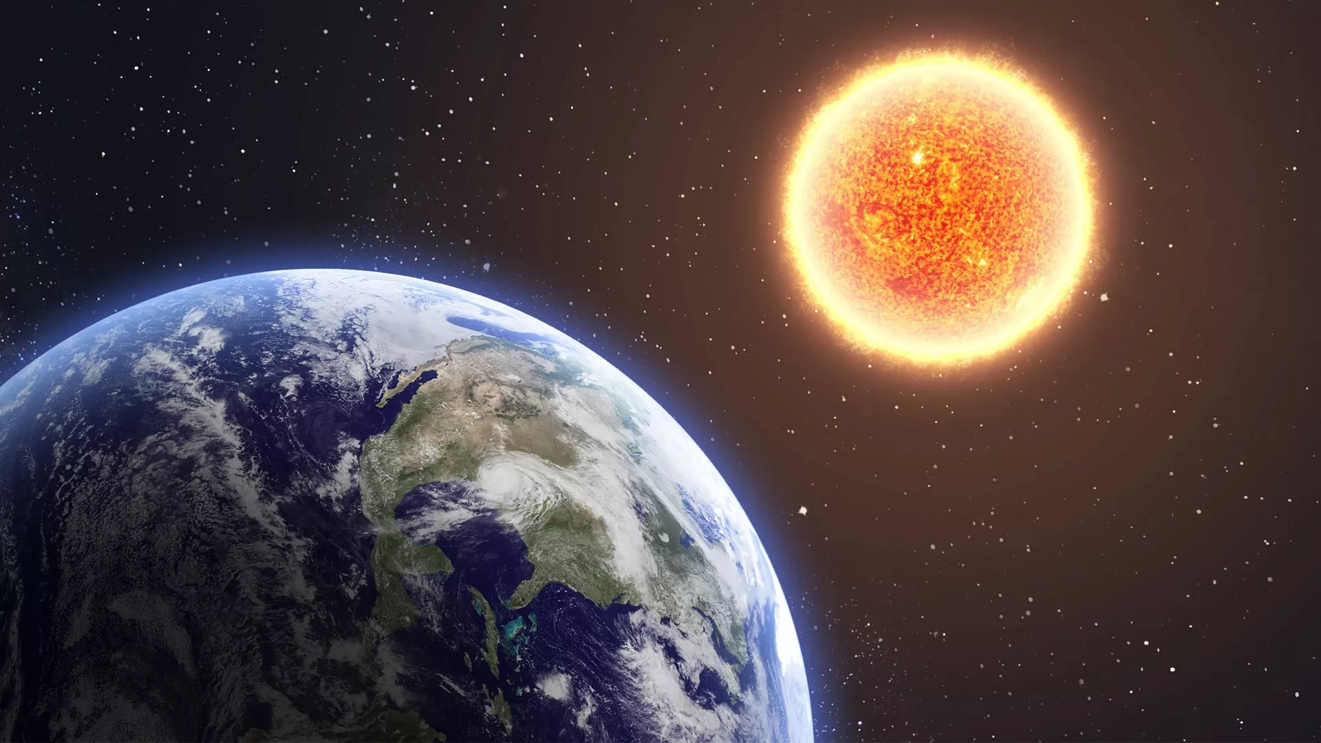 Image of the earth and sun