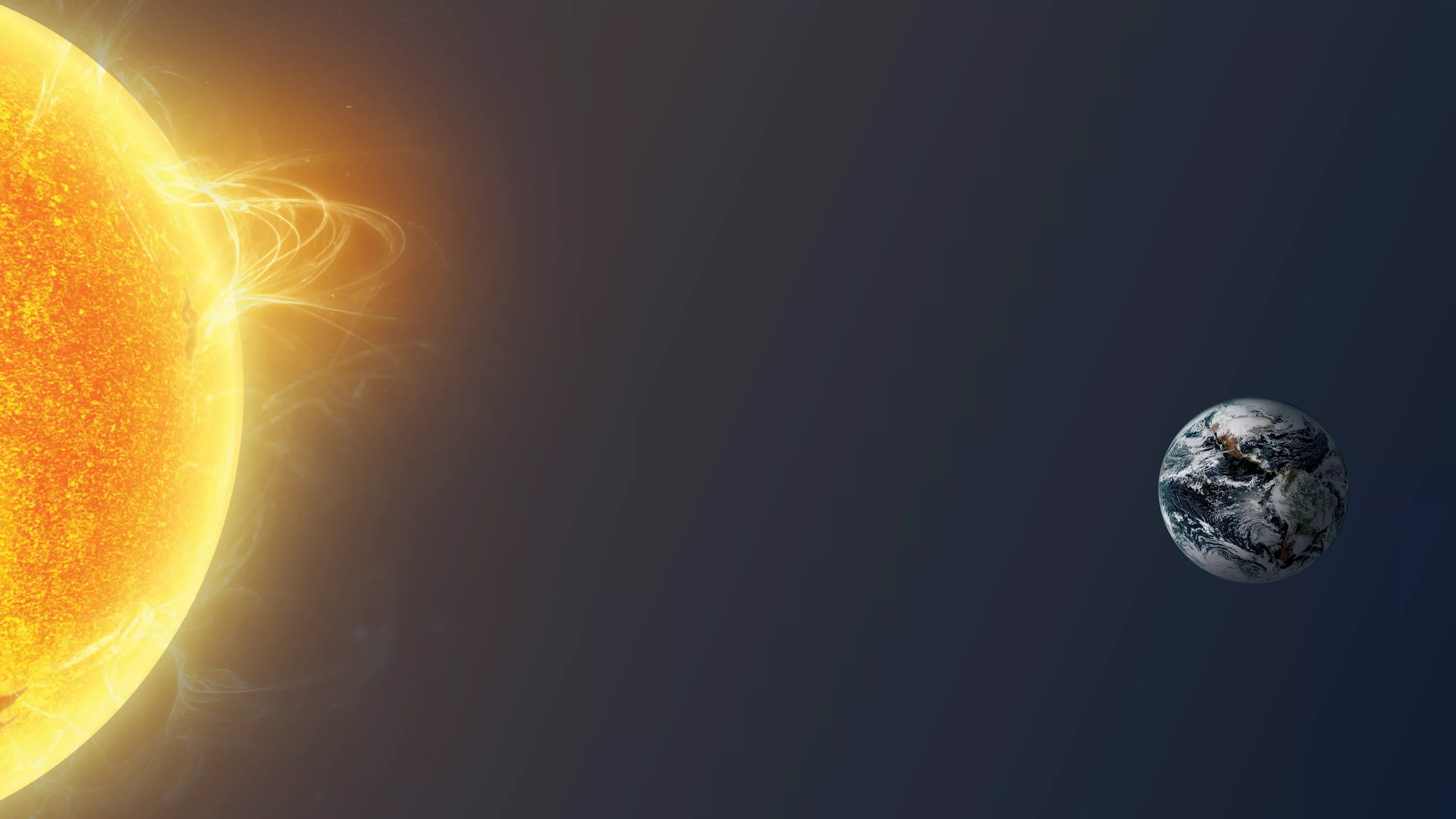 Artist rendering of the Earth in front of the Sun, not to scale.